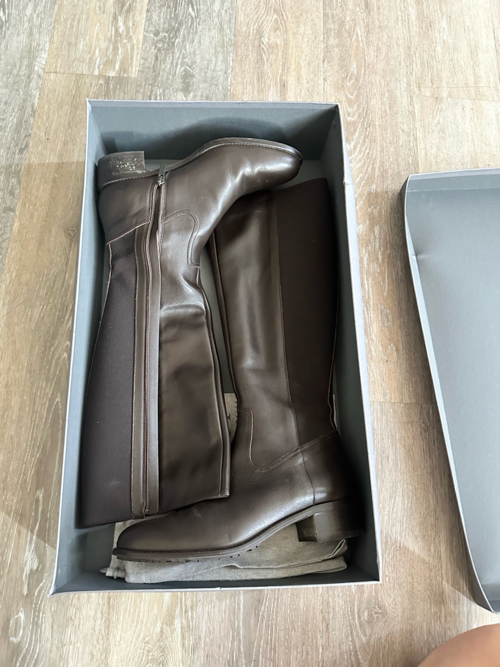 Brown Leather Knee-High Riding Boots